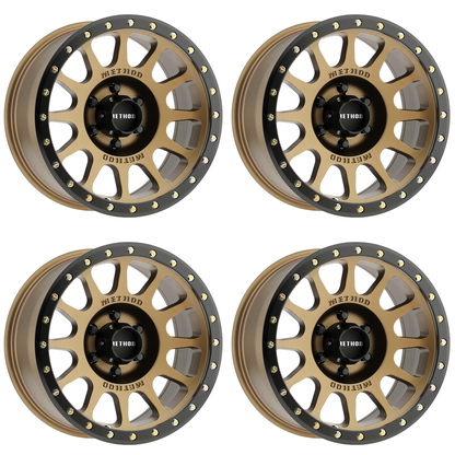 (set of 4) Method MR305 NV Bronze - Matte Black Lip | 18x9" +18mm | 6x5.5in Wheel