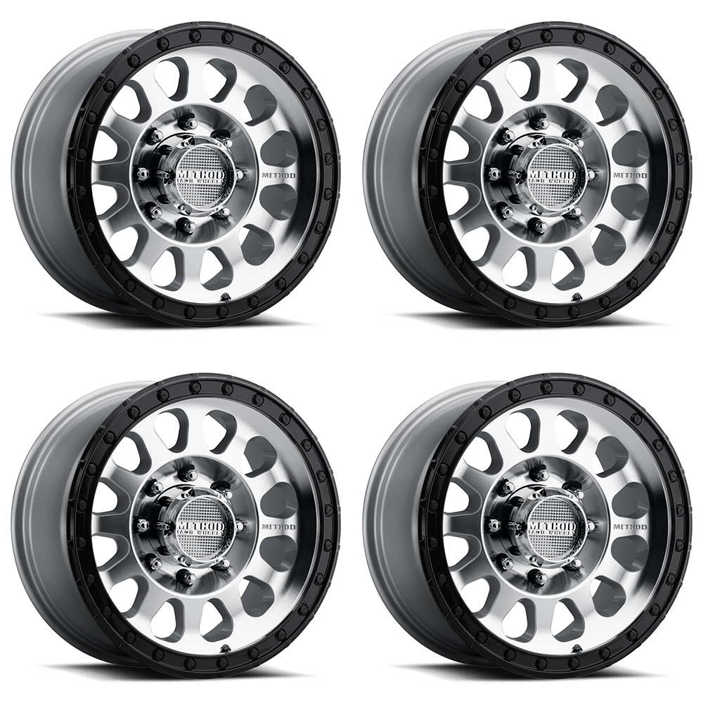 (set of 4) Method MR315 Machined - Gloss Black Lip | 18x9" +18mm | 8x6.5in Wheel