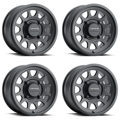 (set of 4) Method MR414 UTV Bead Grip Matte Black | 15x10" +25mm | 4x136mm Wheel