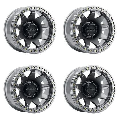 (set of 4) Method MR108 Beadlock Gloss Titanium | 17x9" -44mm | 8x6.5in Wheel
