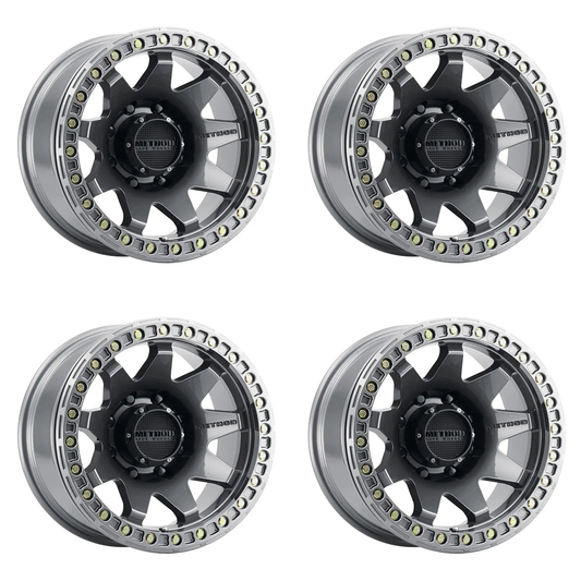 (set of 4) Method MR108 Beadlock Gloss Titanium | 17x9" -44mm | 8x6.5in Wheel