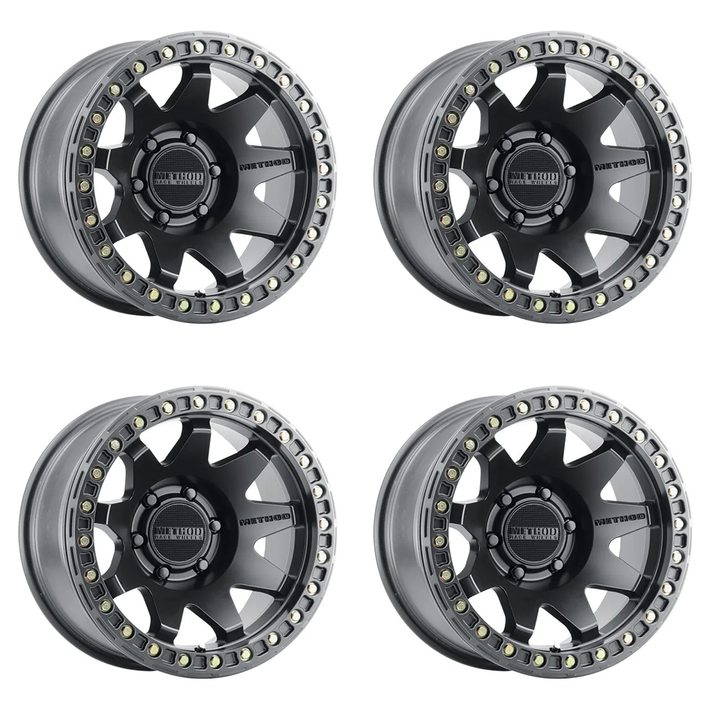(set of 4) Method MR108 Beadlock Matte Black | 17x9" -44mm | 6x5.5in Wheel
