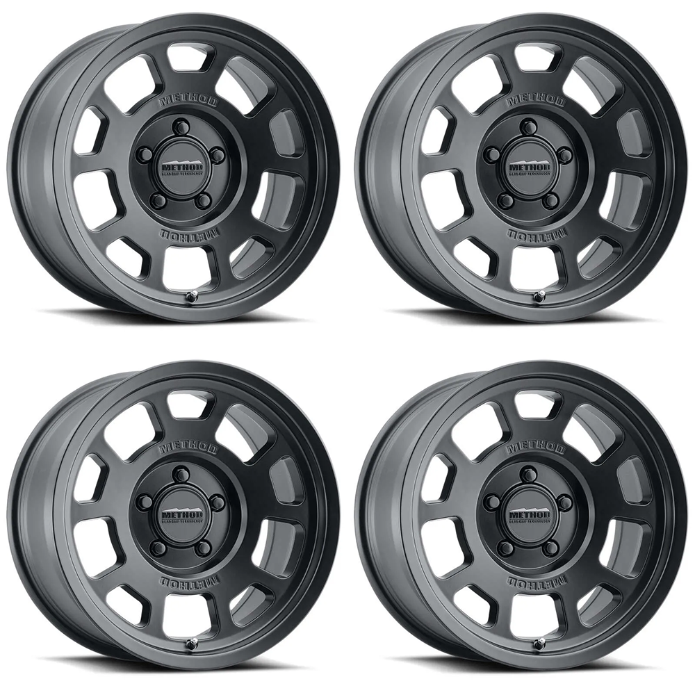 (set of 4) Method MR705 Matte Black | 17x8.5" +35mm | 6x5.5in Wheel
