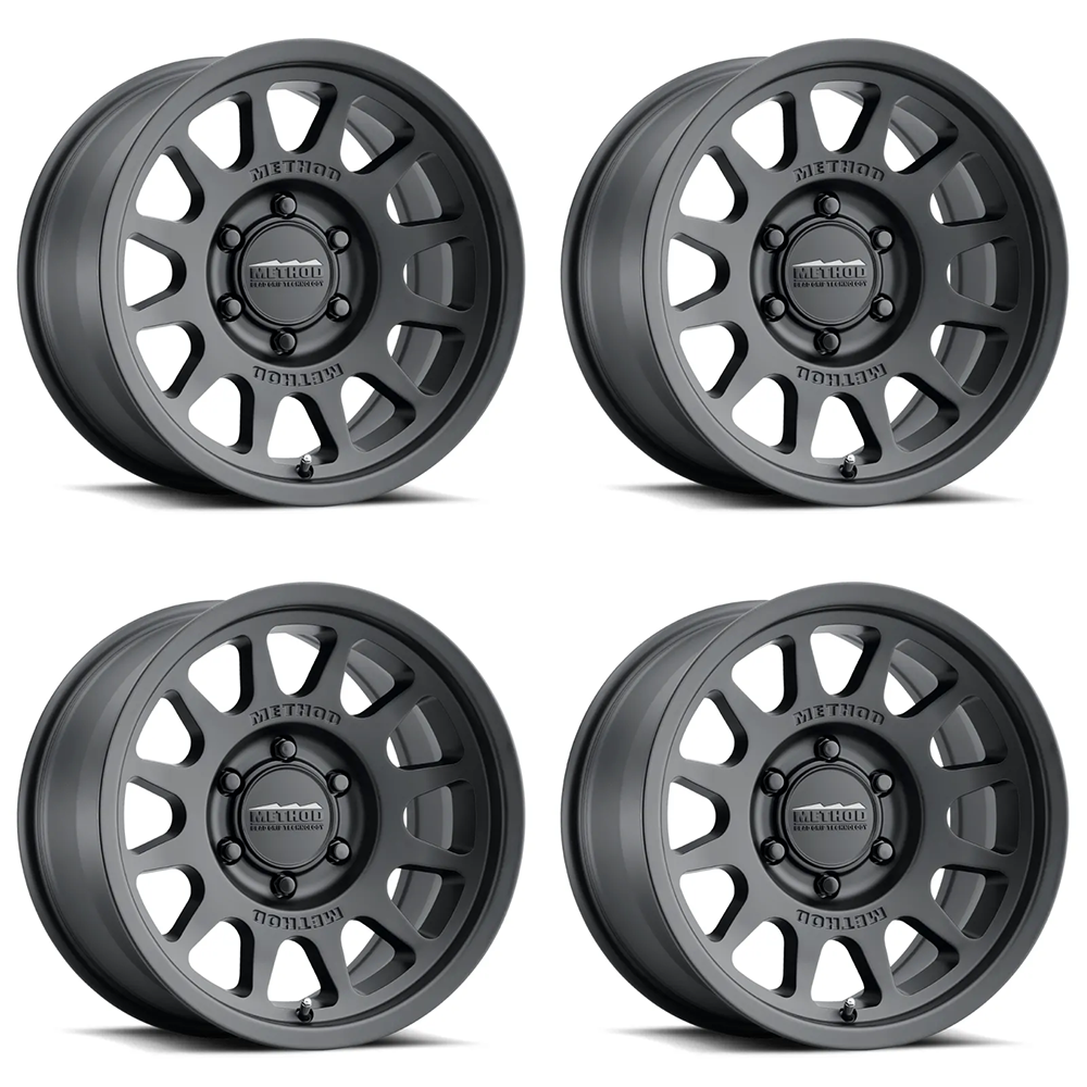(set of 4) Method MR703 Matte Black | 16x8" +0mm | 6x5.5in Wheel