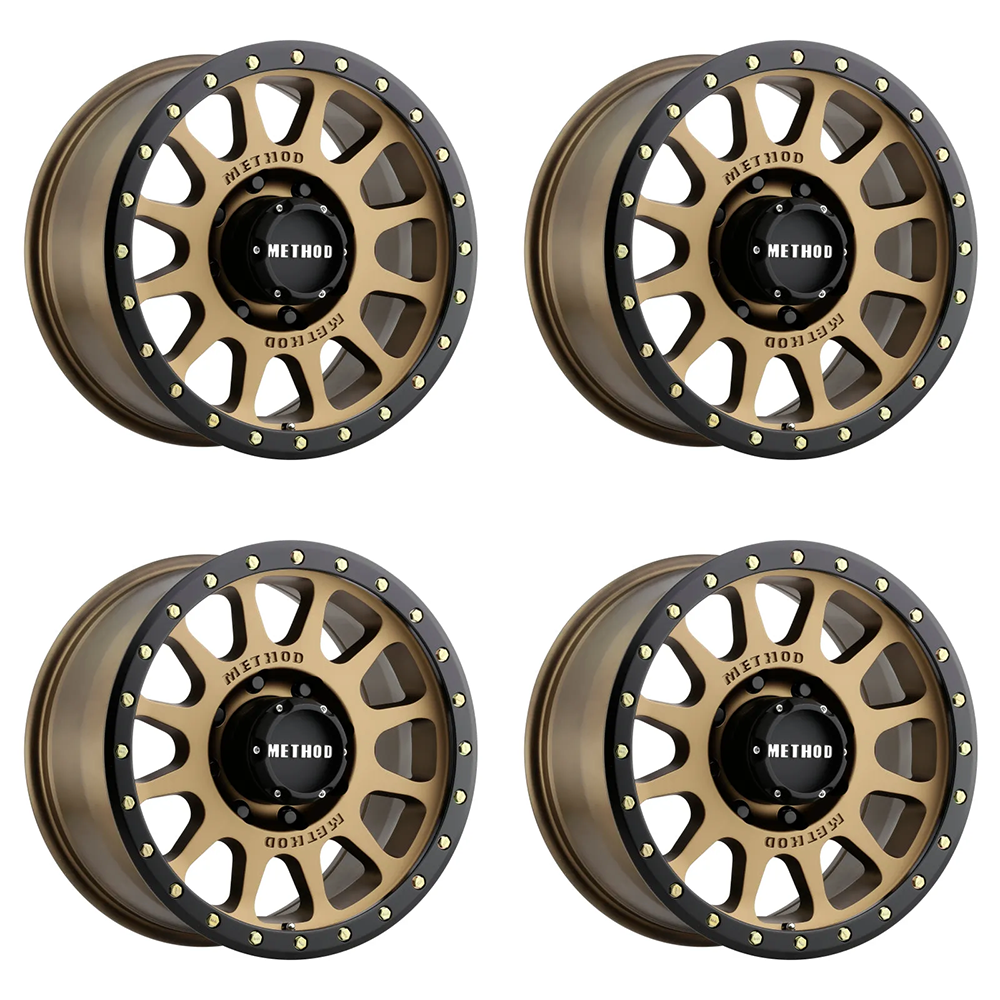 (set of 4) Method MR305 NV Bronze - Matte Black Lip | 18x9" +18mm | 8x170mm Wheel