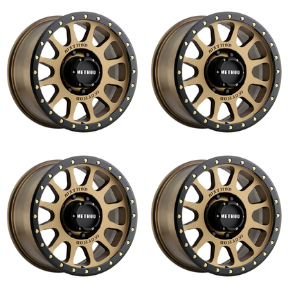 (set of 4) Method MR305 NV Bronze - Matte Black Lip | 18x9" +18mm | 8x170mm Wheel