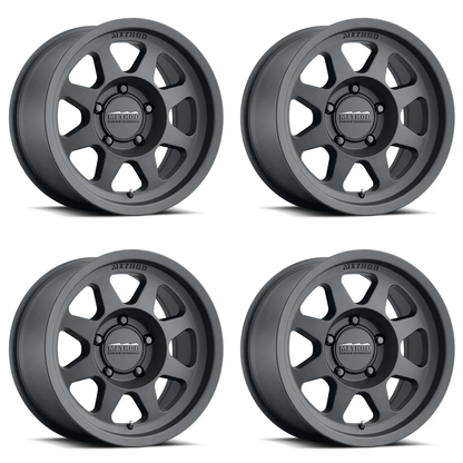 (set of 4) Method MR701 Matte Black | 16x6.5" +90mm | 6x180mm Wheel