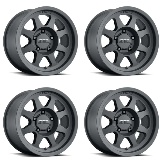 (set of 4) Method MR701 Matte Black | 16x6.5" +90mm | 6x180mm Wheel