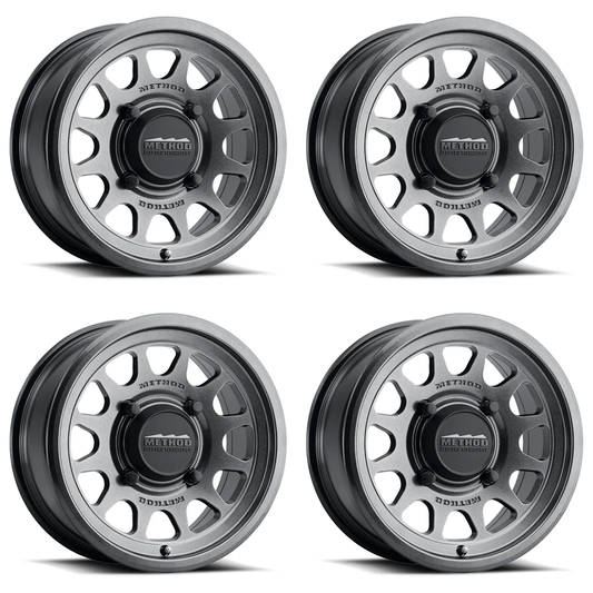 (set of 4) Method MR414 UTV Bead Grip Gloss Graphite | 15x7" +13mm | 5x4.5in Wheel