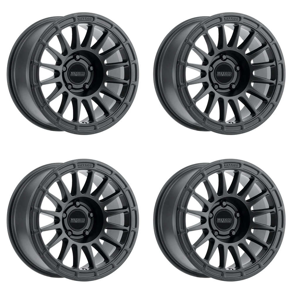 (set of 4) Method MR314 Matte Black | 17x7.5" +30mm | 5x108mm Wheel