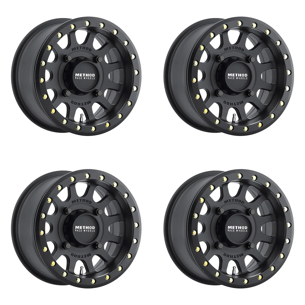 (set of 4) Method MR401 UTV Beadlock Matte Black | 15x7" +13mm | 4x136mm Wheel