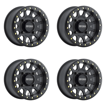 (set of 4) Method MR401 UTV Beadlock Matte Black | 15x7" +13mm | 4x136mm Wheel