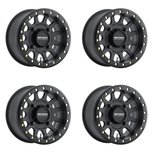 (set of 4) Method MR401 UTV Beadlock Matte Black | 15x7" +13mm | 4x136mm Wheel