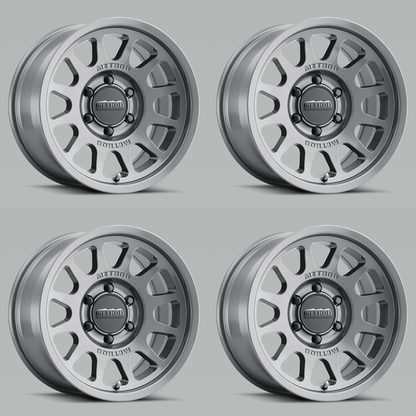 (set of 4) Method MR703 Gloss Titanium | 17x8.5" +0mm | 5x5in Wheel