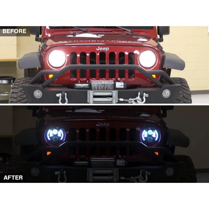 Raxiom 97-18 Jeep Wrangler 6-LED Headlights w/ Halo | TJ & JK (J135442)