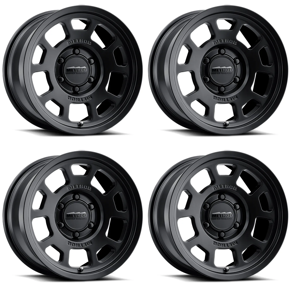 (set of 4) Method MR705 Matte Black | 17x8.5" +0mm | 5x5in Wheel