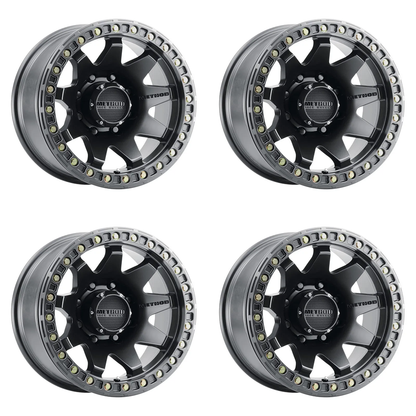 (set of 4) Method MR108 Beadlock Matte Black | 17x9" -44mm | 8x6.5in Wheel