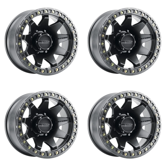 (set of 4) Method MR108 Beadlock Matte Black | 17x9" -44mm | 8x6.5in Wheel