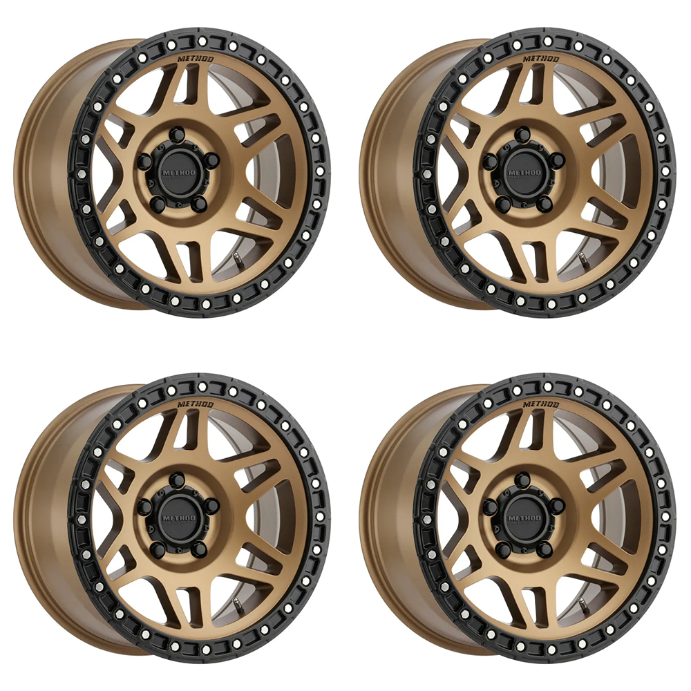 (set of 4) Method MR312 Bronze - Matte Black Lip | 17x8.5" +0mm | 5x150mm Wheel