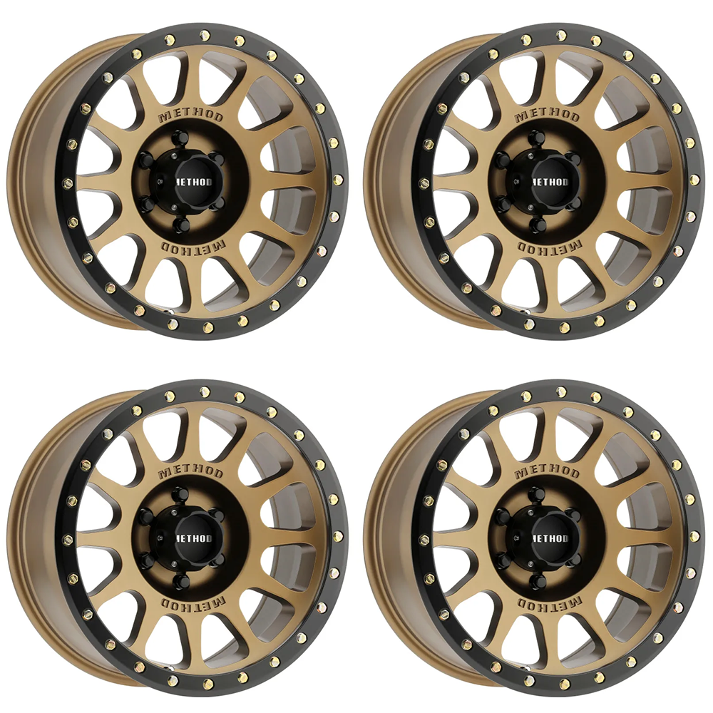 (set of 4) Method MR305 NV Bronze - Matte Black Lip | 16x8" +0mm | 6x5.5in Wheel