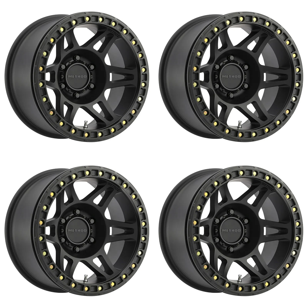 (set of 4) Method MR106 Beadlock Matte Black | 17x9" -44mm | 5x5in Wheel