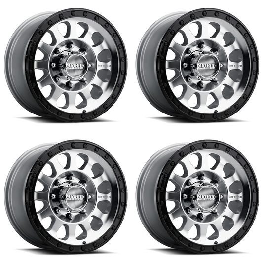 (set of 4) Method MR315 Machined - Gloss Black Lip | 17x9" -12mm | 8x6.5in Wheel