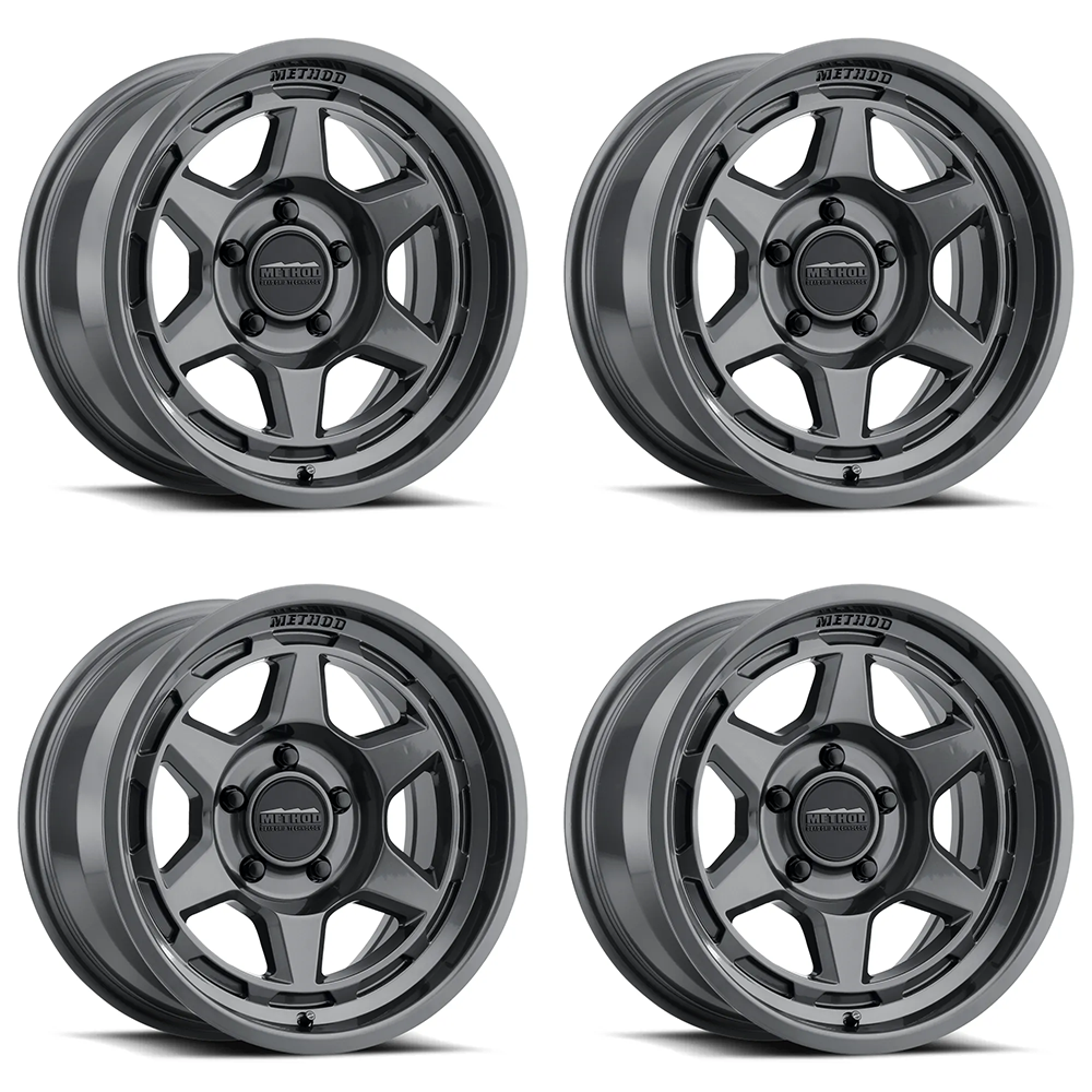 (set of 4) Method MR708 Gloss Titanium | 17x9" -38mm | 5x4.5in Wheel