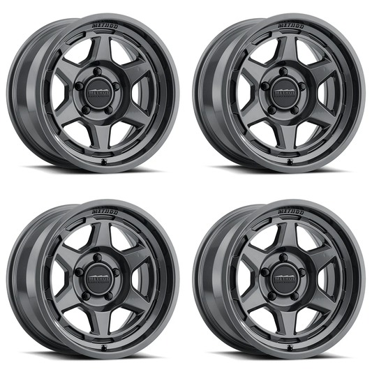 (set of 4) Method MR708 Gloss Titanium | 17x9" -38mm | 5x4.5in Wheel
