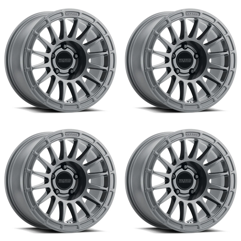 (set of 4) Method MR314 Gloss Titanium | 17x7.5" +25mm | 5x150mm Wheel