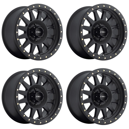 (set of 4) Method MR304 Double Standard Matte Black | 15x8" -24mm | 6x5.5in Wheel