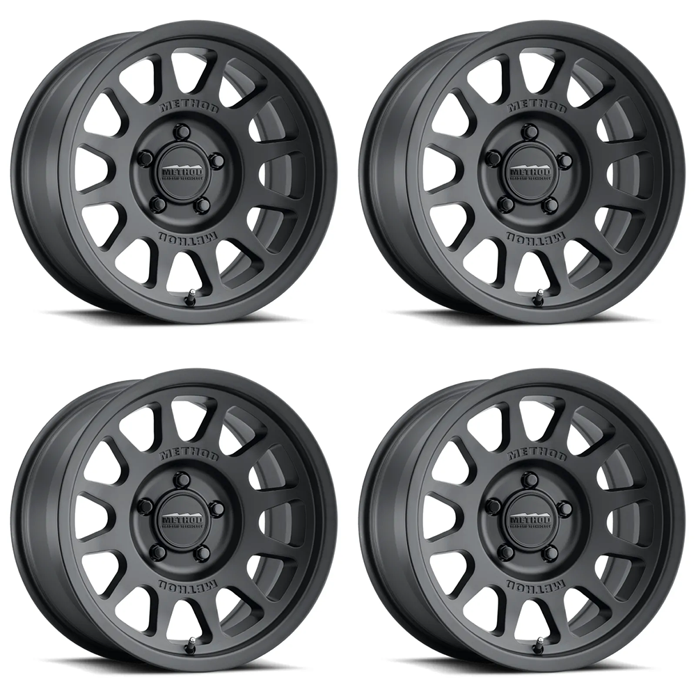 (set of 4) Method MR703 Matte Black | 17x8.5" +0mm | 5x5in Wheel