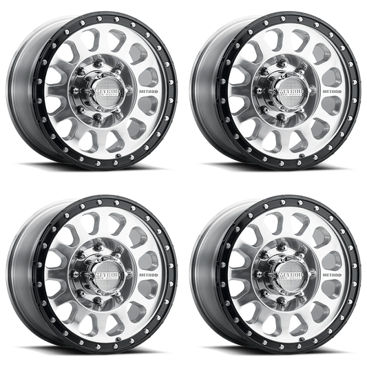 (set of 4) Method MR315 Polished - Gloss Black Lip | 18x9" +18mm | 8x170mm Wheel