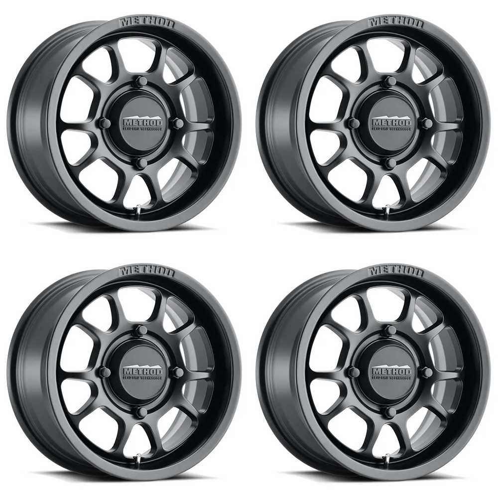 (set of 4) Method MR409 UTV Bead Grip Matte Black | 15x10" +0mm | 6x5.5in Wheel