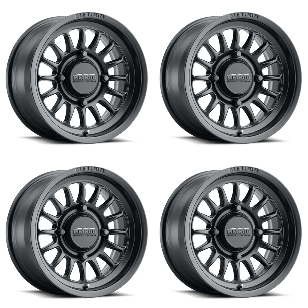 (set of 4) Method MR411 UTV Bead Grip Matte Black | 15x7" +38mm | 6x5.5in Wheel