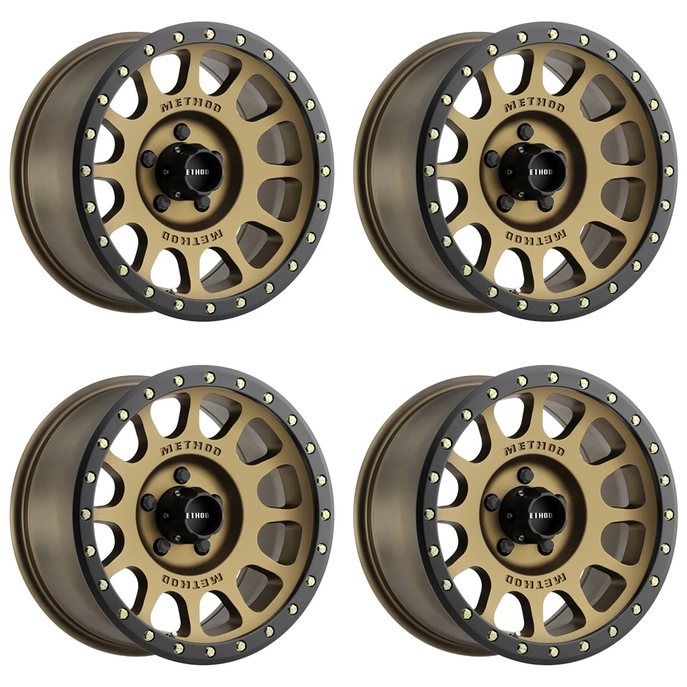 (set of 4) Method MR305 NV Bronze - Matte Black Lip | 18x9" +0mm | 5x150mm Wheel