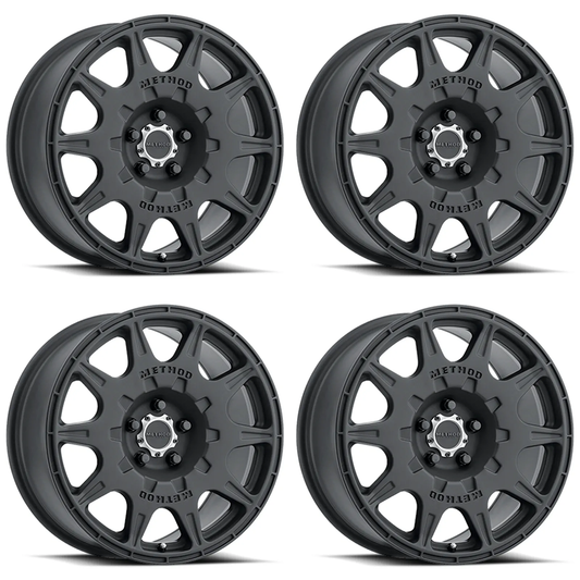 (set of 4) Method MR502 Rally Matte Black | 18x8" +38mm | 5x4.5in Wheel