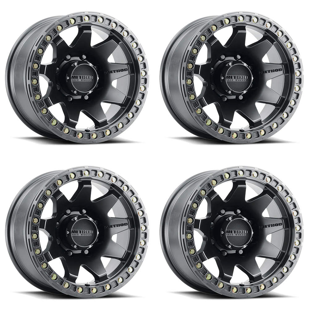 (set of 4) Method MR108 Beadlock Matte Black | 17x9" -44mm | 8x170mm Wheel
