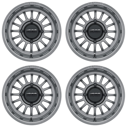 (set of 4) Method MR411 UTV Bead Grip Gloss Titanium | 15x7" +38mm | 4x156mm Wheel