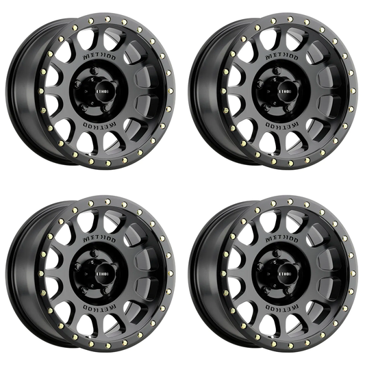 (set of 4) Method MR305 NV Matte Black | 16x8" +0mm | 5x4.5in Wheel
