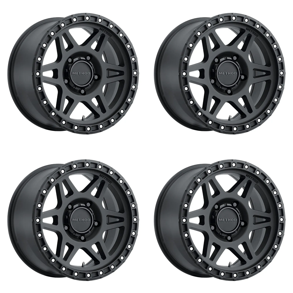(set of 4) Method MR312 Matte Black | 17x9" -12mm | 5x5in Wheel