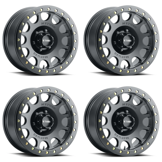 (set of 4) Method MR105 Beadlock Matte Black | 17x9" -38mm | 8x6.5in Wheel