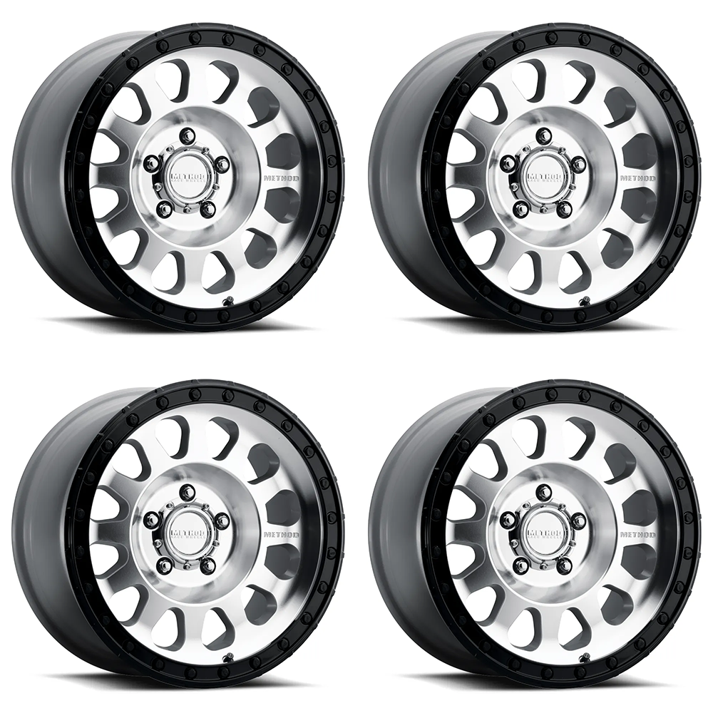 (set of 4) Method MR315 Machined - Gloss Black Lip | 17x9" -12mm | 5x5in Wheel