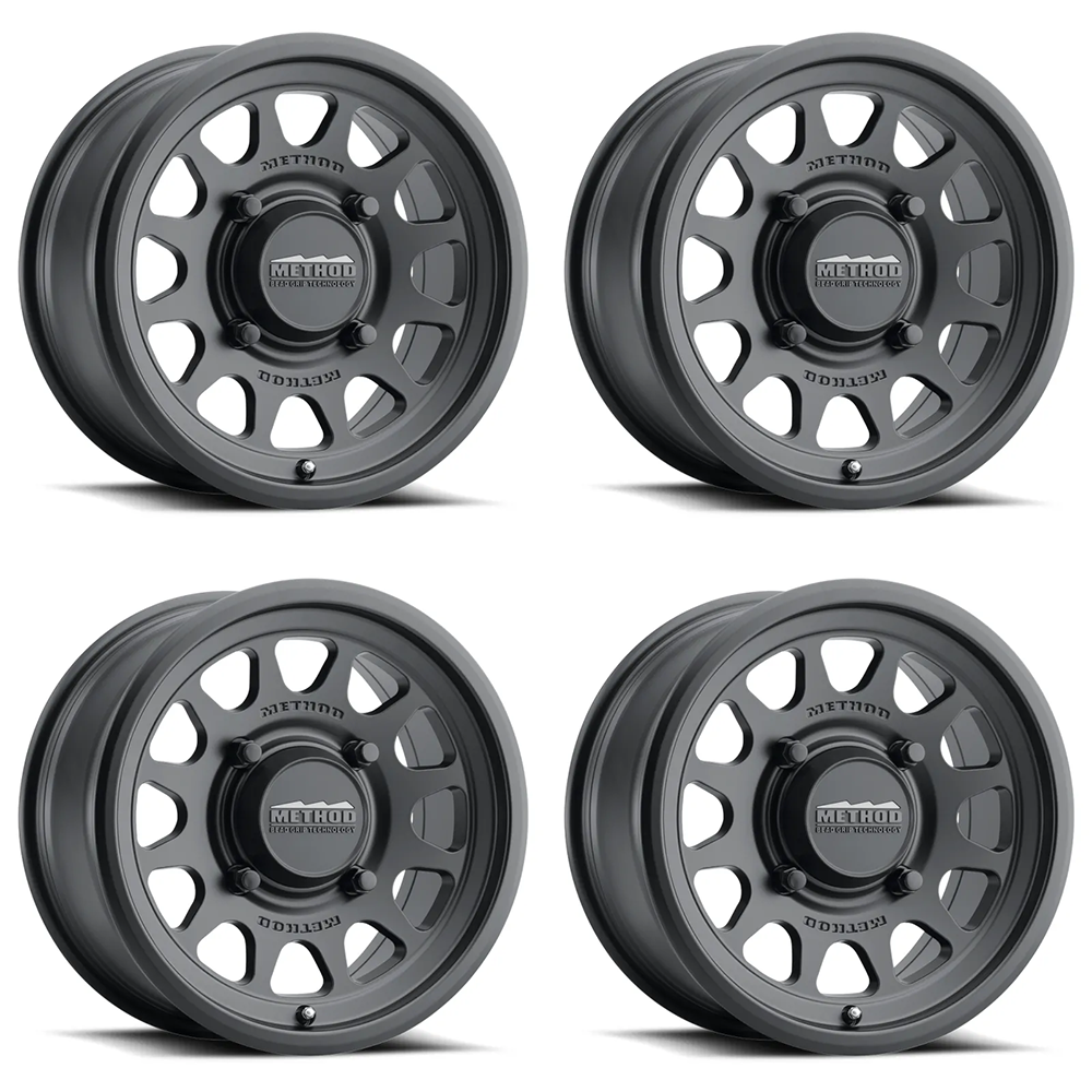 (set of 4) Method MR414 UTV Bead Grip Matte Black | 15x10" +25mm | 6x5.5in Wheel