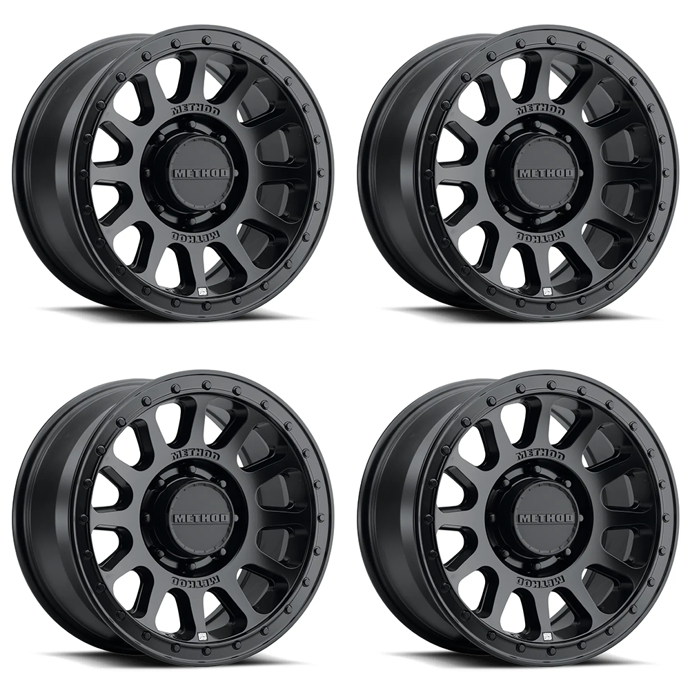 (set of 4) Method MR709-HD Matte Black | 18x9" +12mm | 8x6.5in Wheel