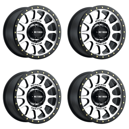 (set of 4) Method MR305 NV Machined - Matte Black Lip | 18x9" +18mm | 8x170mm Wheel