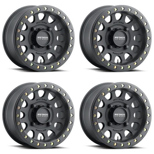 (set of 4) Method MR401 UTV Beadlock Matte Black | 15x7" +38mm | 6x5.5in Wheel
