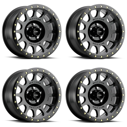 (set of 4) Method MR305 NV Matte Black | 17x8.5" +25mm | 5x5in Wheel