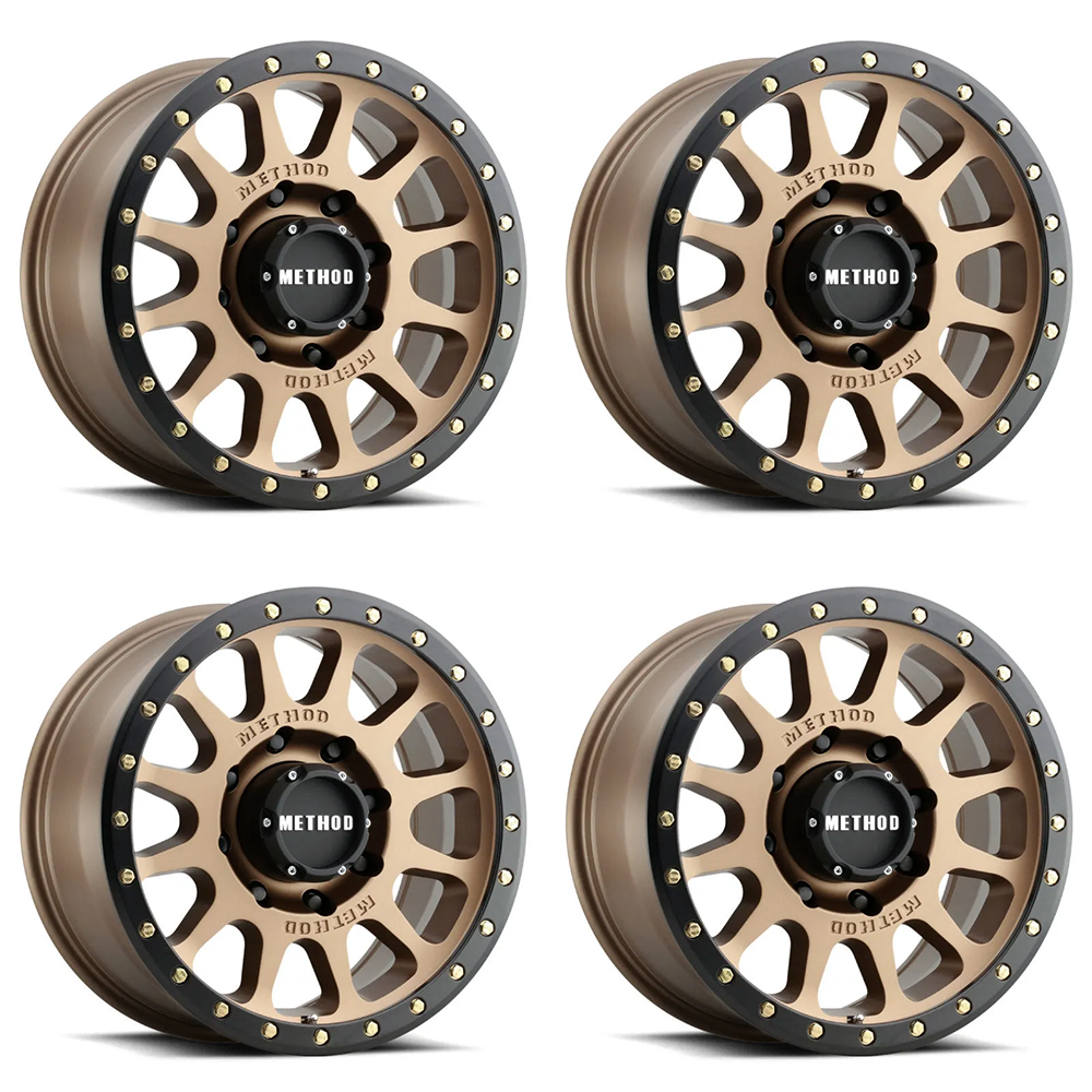 (set of 4) Method MR305-HD NV Bronze - Matte Black Lip | 18x9" +18mm | 8x170mm Wheel