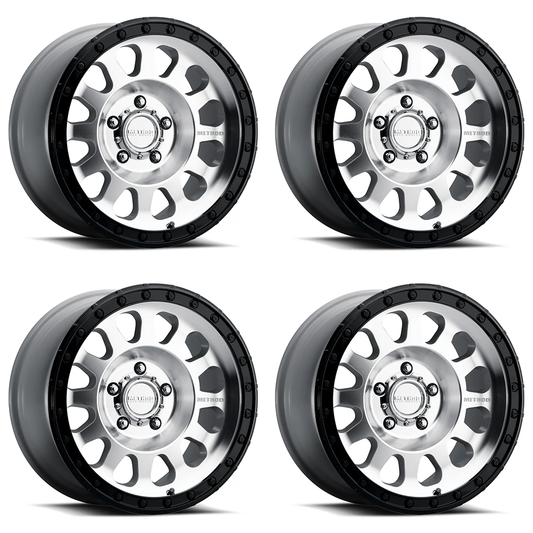 (set of 4) Method MR315 Machined - Gloss Black Lip | 17x8.5" +0mm | 5x5in Wheel