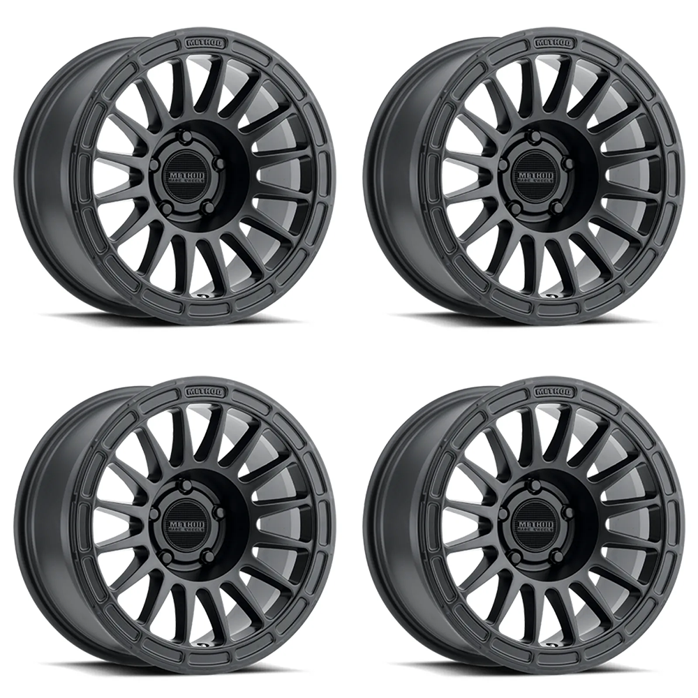 (set of 4) Method MR314 Matte Black | 17x7.5" +30mm | 5x4.5in Wheel